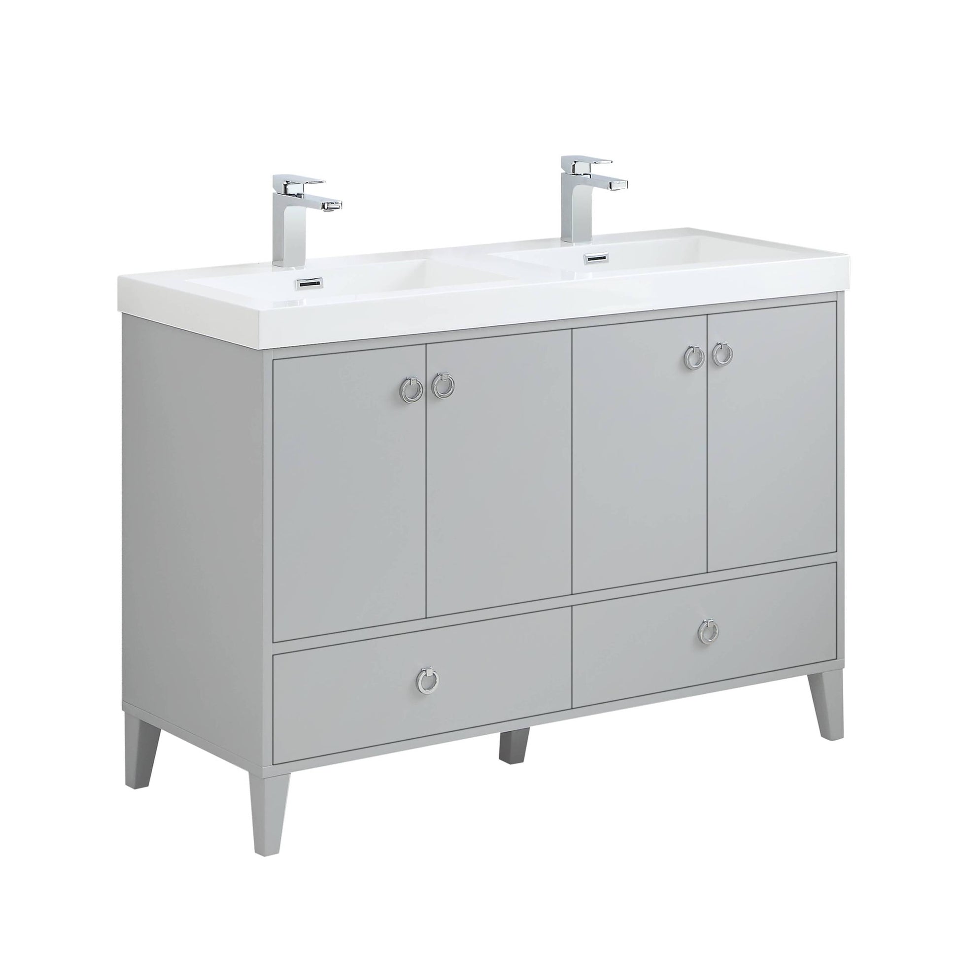 Blossom Lyon 48" 4-Door 2-Drawer Metal Gray Freestanding Vanity Set With Acrylic Top and Integrated Double Sinks