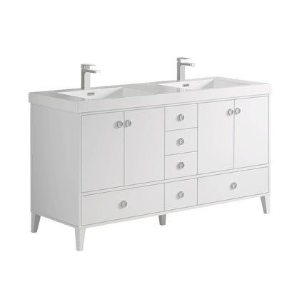 Blossom Lyon 60" 4-Door 6-Drawer Matte White Freestanding Vanity Base