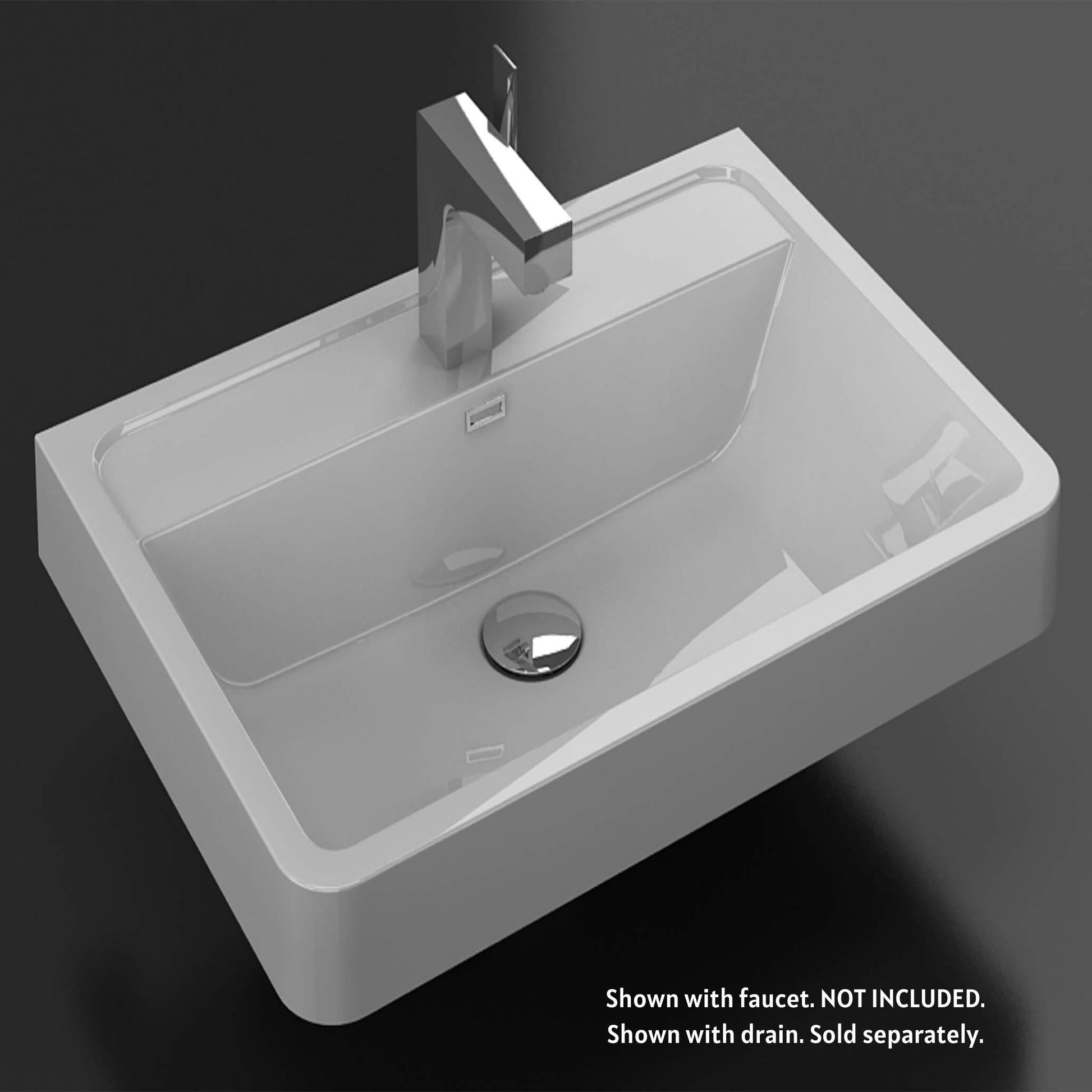 Blossom Madrid 24" x 17" White Rectangular Acrylic Vanity Top With Integrated Single Sink and Overflow