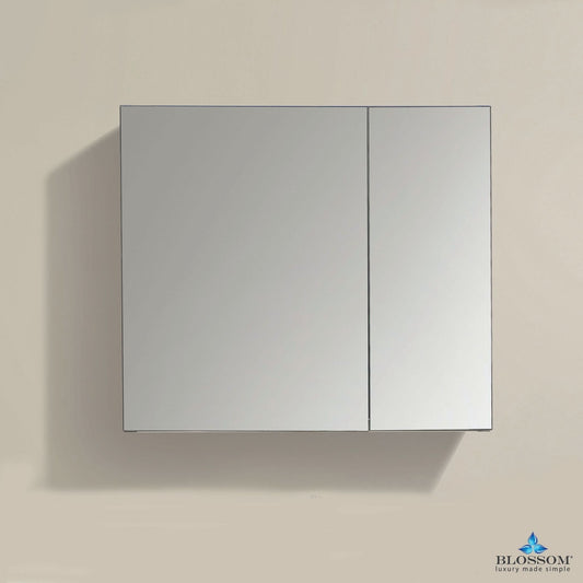 Blossom MC7 30" x 26" Recessed or Surface Mount 2-Door Aluminum Medicine Cabinet With Mirror, 2 Adjustable Glass Shelves and Soft-Closing Hinges