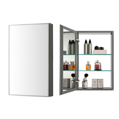 Blossom MC8 15" x 26" Recessed or Surface Mount Left or Right-Hand Swing Door Aluminum Medicine Cabinet With Mirror, Adjustable Hinges and Adjustable Glass Shelves