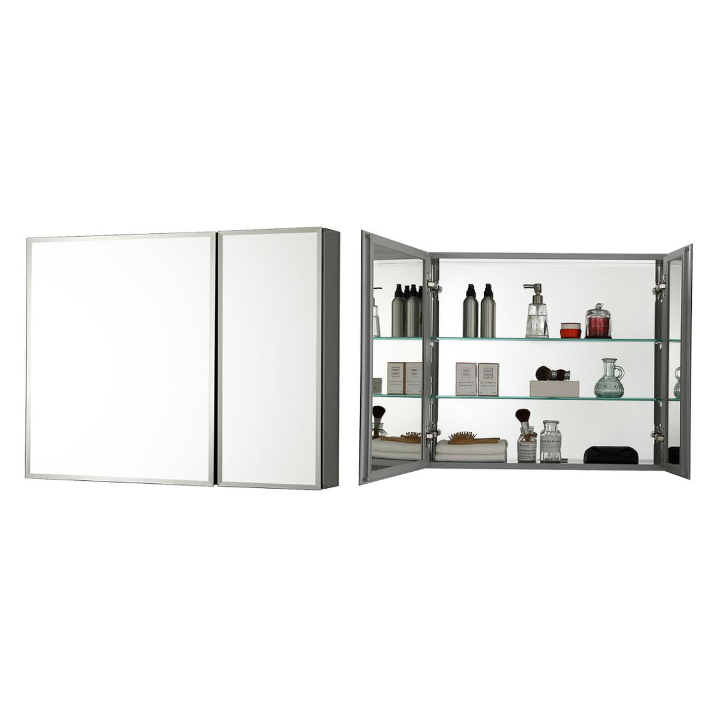 Blossom MC8 30" x 26" Recessed or Surface Mount 2-Door Aluminum Medicine Cabinet With Mirror, Adjustable Hinges and Adjustable Glass Shelves