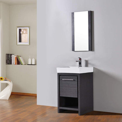 Blossom Milan 20" 1-Drawer Silver Gray Freestanding Vanity Set With Ceramic Drop-In Single Sink And Mirror