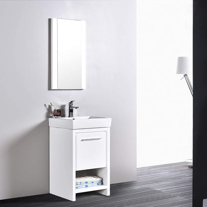Blossom Milan 20" 1-Drawer White Freestanding Vanity Set With Ceramic Drop-In Single Sink