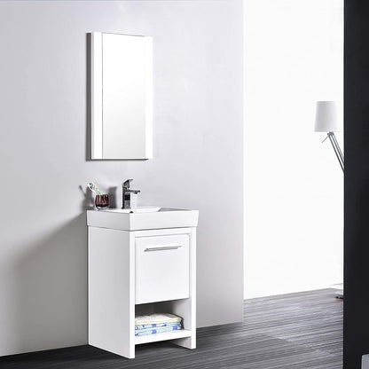 Blossom Milan 20" 1-Drawer White Freestanding Vanity Set With Ceramic Drop-In Single Sink And Mirror