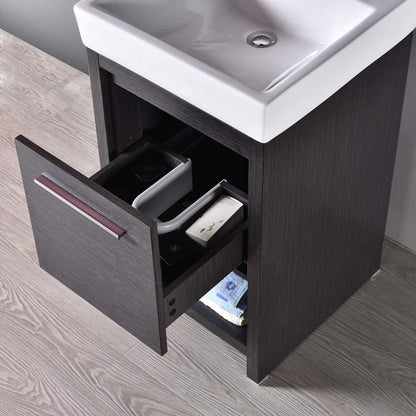 Blossom Milan 20" Silver Gray Freestanding Vanity Set With Ceramic Drop-In Single Sink And Mirrored Medicine Cabinet