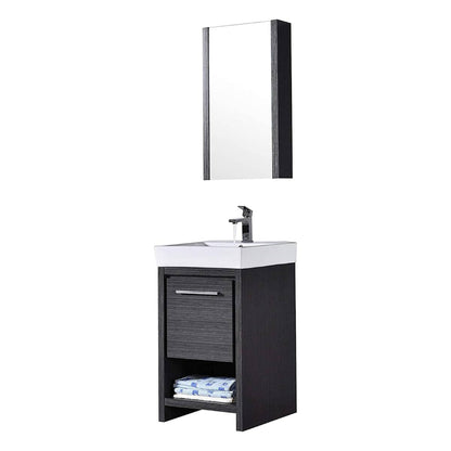 Blossom Milan 20" Silver Gray Freestanding Vanity Set With Ceramic Drop-In Single Sink And Mirrored Medicine Cabinet