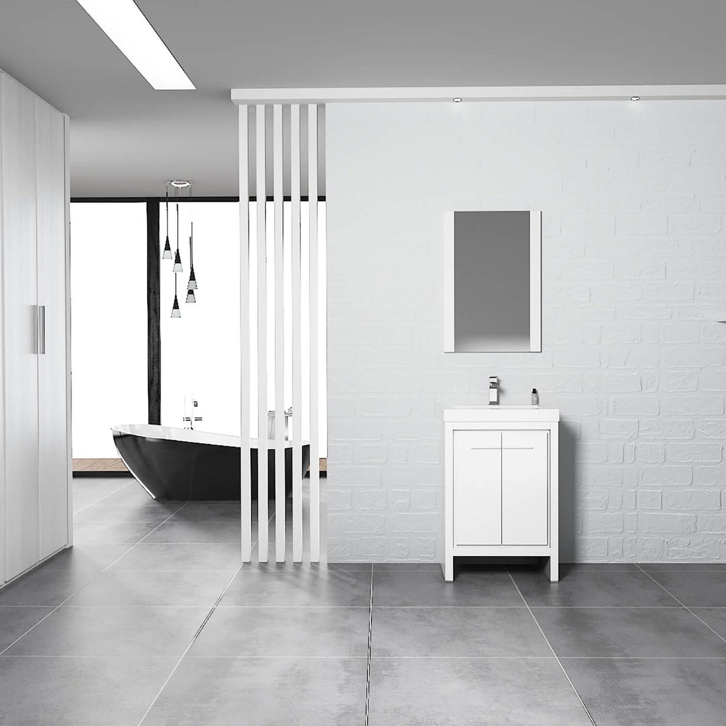 Blossom Milan 24" 2-Door 1-Drawer White Freestanding Vanity Base