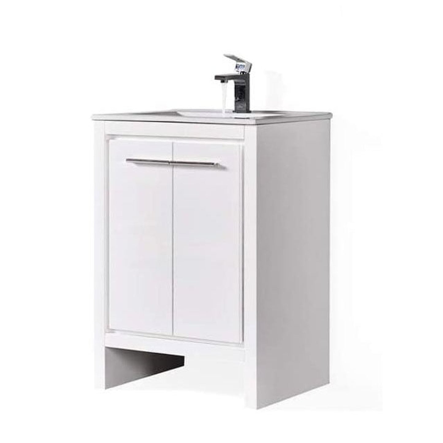 Blossom Milan 24" 2-Door 1-Drawer White Freestanding Vanity With Ceramic Drop-In Single Sink