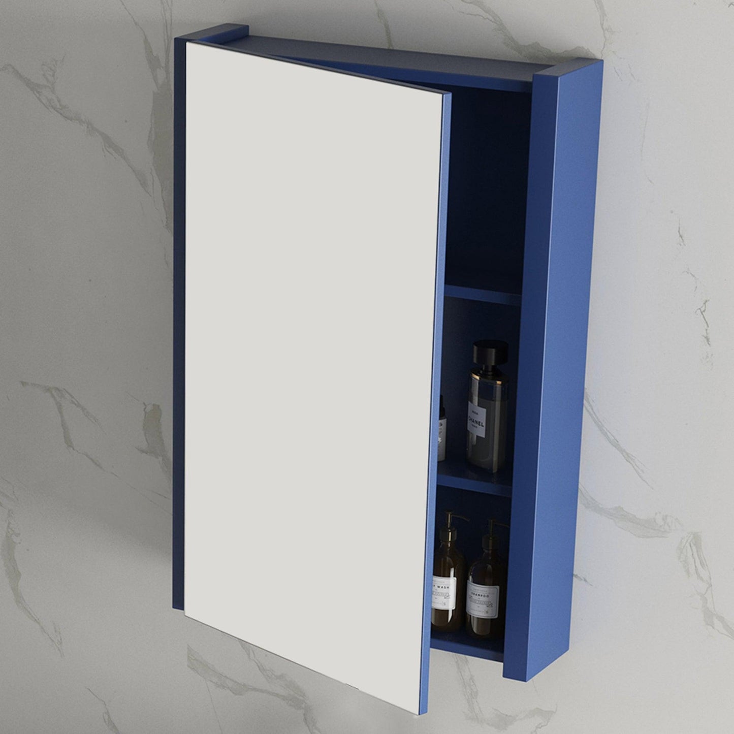 Blossom Milan 24" Briccole Oak Recessed or Wall Mount Frameless Mirror Single Door Medicine Cabinet With Adjustable Glass Shelves