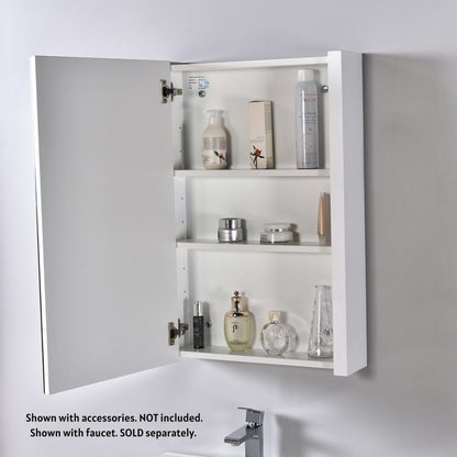 Blossom Milan 24" x 32" White Recessed or Surface Mount Single Door Mirror Medicine Cabinet With Adjustable Wood Shelves and Soft-Closing Hinges