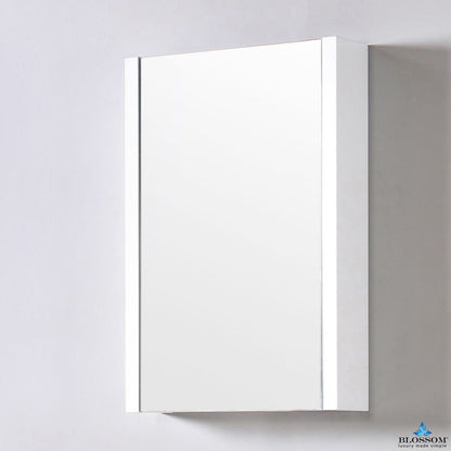 Blossom Milan 24" x 32" White Recessed or Surface Mount Single Door Mirror Medicine Cabinet With Adjustable Wood Shelves and Soft-Closing Hinges