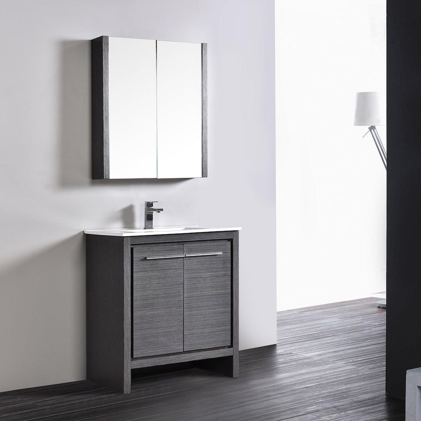 Blossom Milan 30" 2-Door 1-Drawer Silver Gray Freestanding Vanity Base
