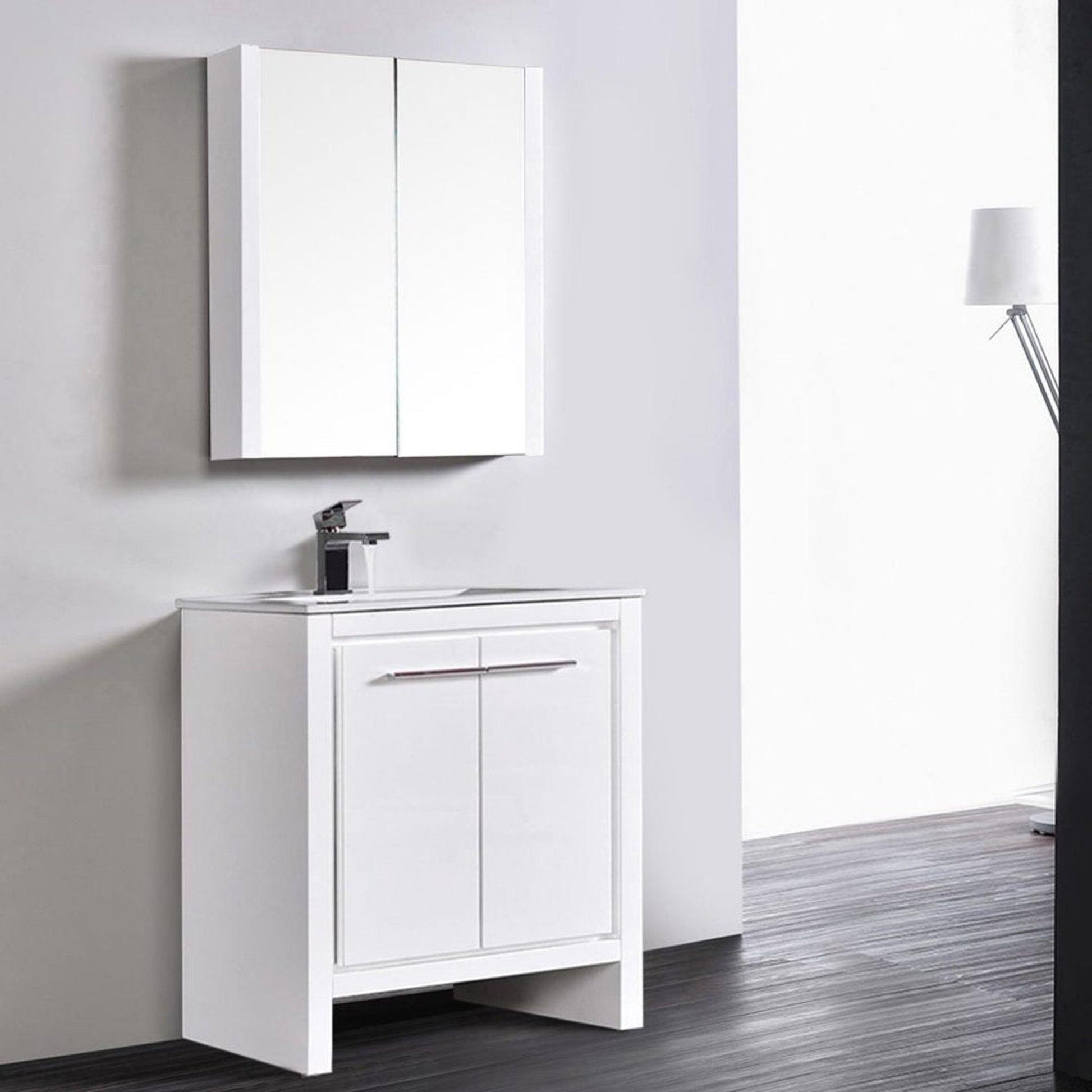 Blossom Milan 30" 2-Door 1-Drawer White Freestanding Vanity Base