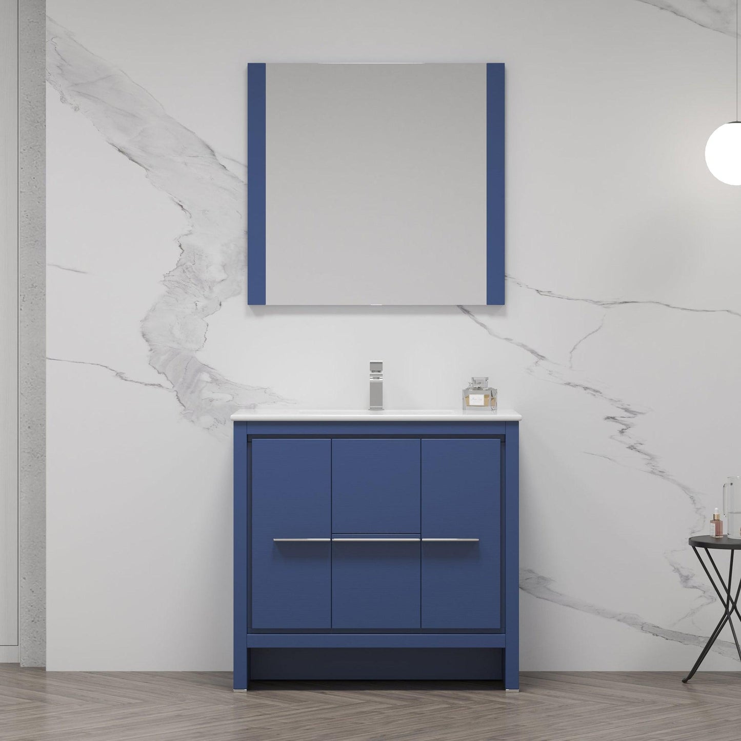 Blossom Milan 36" 2-Door 2-Drawer Navy Blue Freestanding Vanity Base