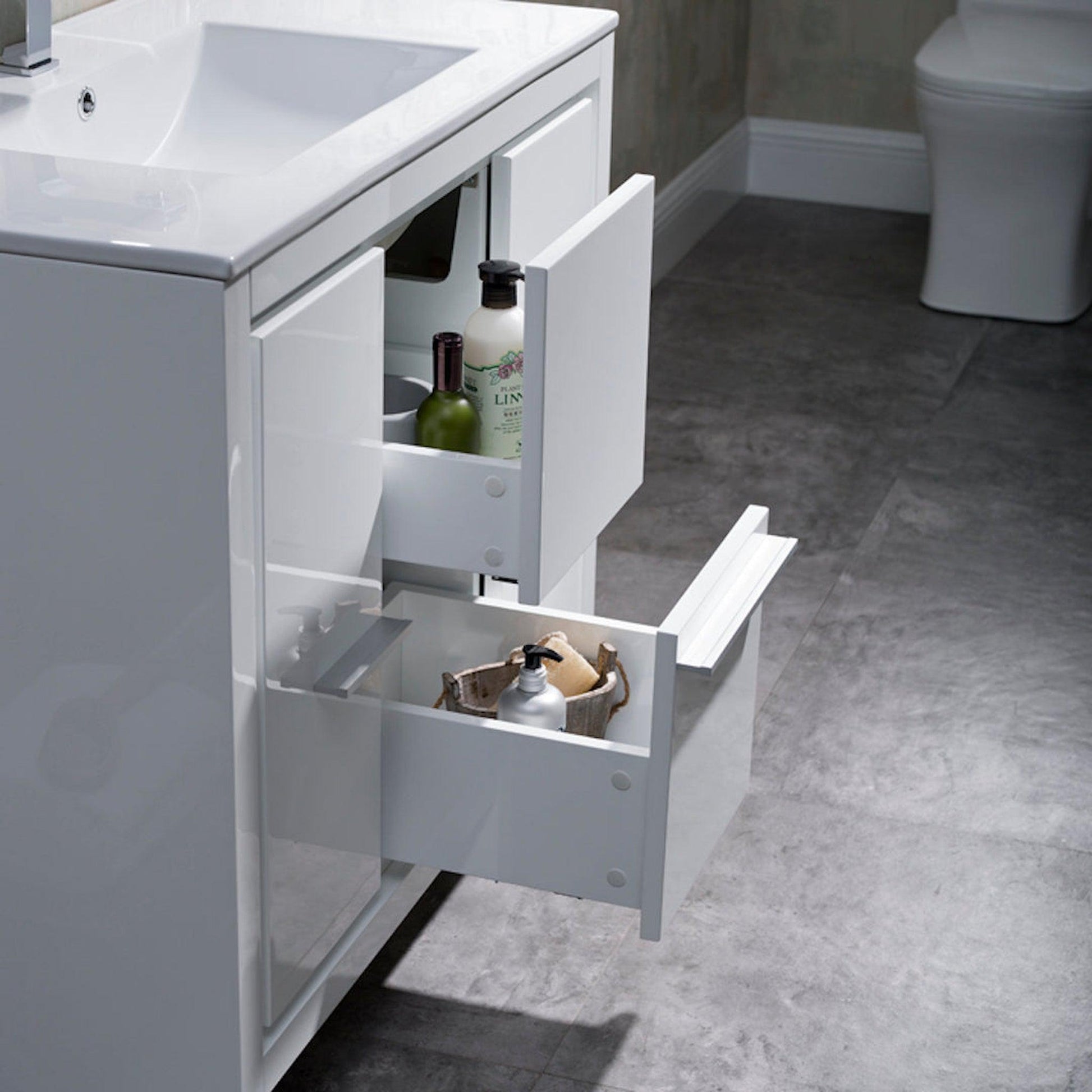 Blossom Milan 36" 2-Door 2-Drawer White Freestanding Vanity With Ceramic Drop-In Single Sink