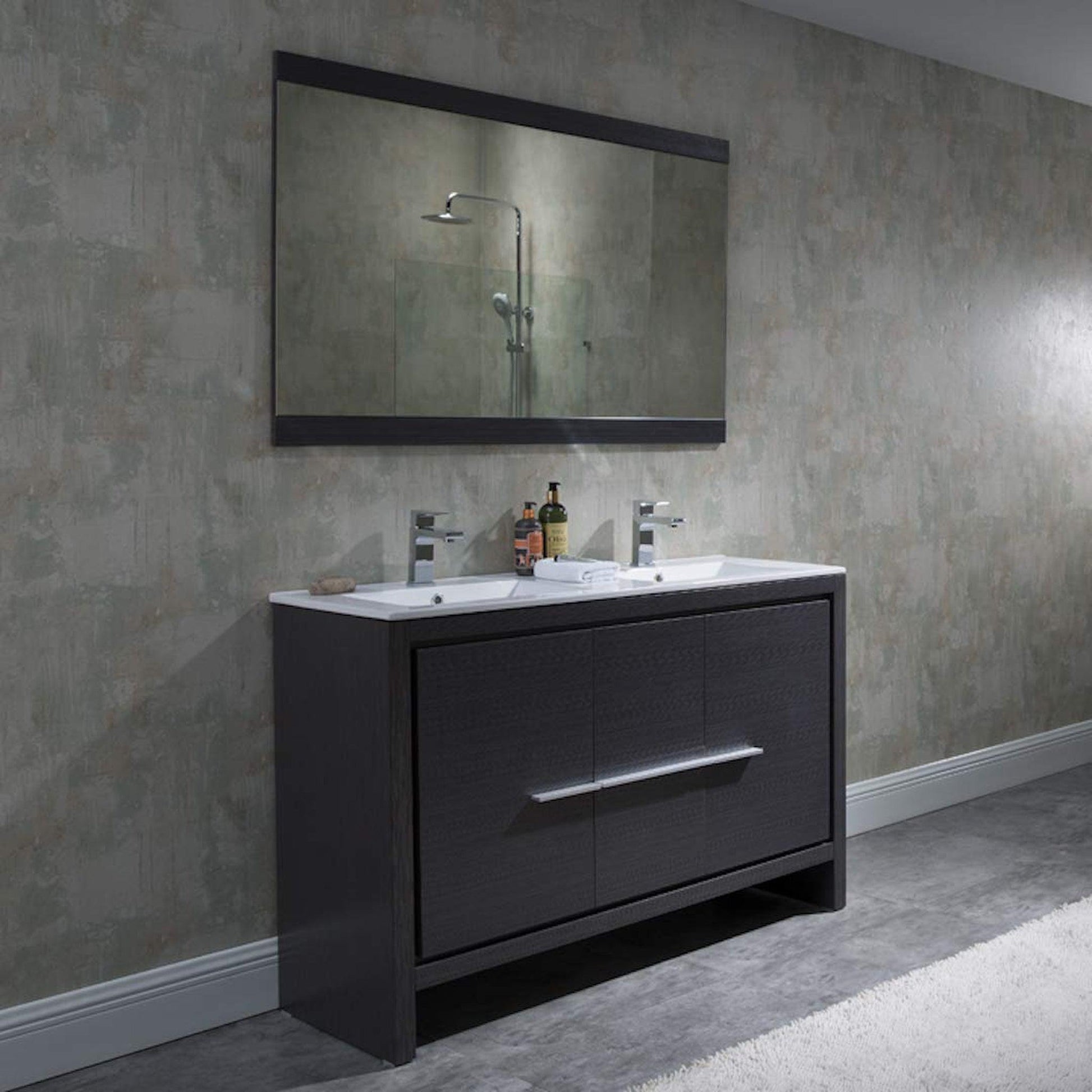 Blossom Milan 48" 2-Door 2-Drawer Silver Gray Freestanding Vanity With Ceramic Drop-In Double Sinks