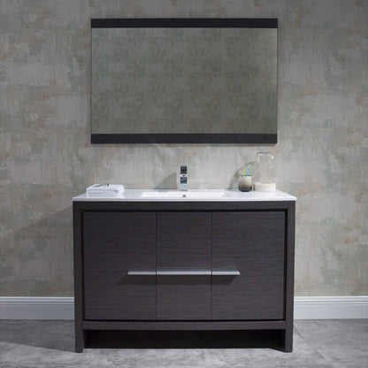 Blossom Milan 48" 2-Door 2-Drawer Silver Gray Freestanding Vanity With Ceramic Drop-In Single Sink