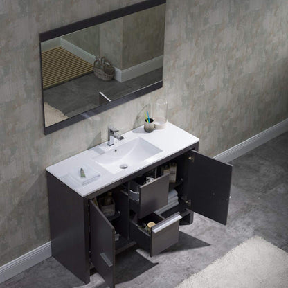 Blossom Milan 48" 2-Door 2-Drawer Silver Gray Freestanding Vanity With Ceramic Drop-In Single Sink