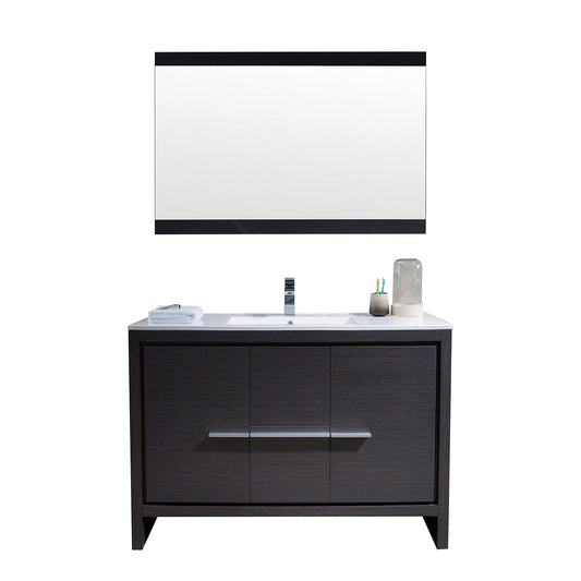 Blossom Milan 48" 2-Door 2-Drawer Silver Gray Freestanding Vanity With Ceramic Drop-In Single Sink And Mirror