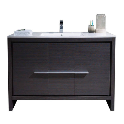 Blossom Milan 48" 2-Door 2-Drawer Silver Gray Freestanding Vanity With Ceramic Drop-In Single Sink