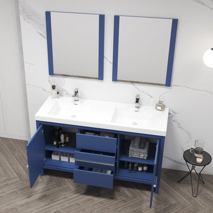 Blossom Milan 60" 2-Door 3-Drawer Navy Blue Freestanding Vanity Base