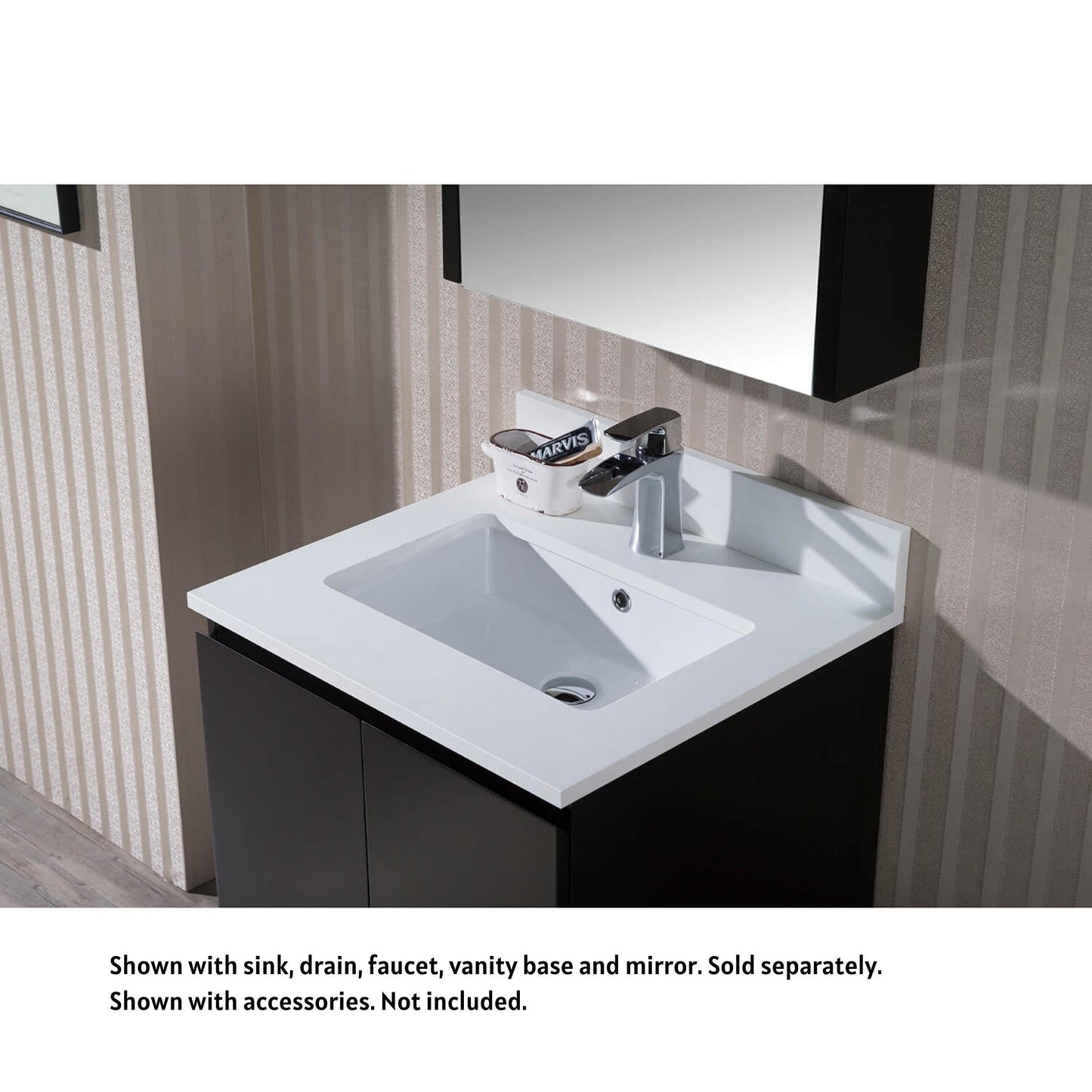 Blossom Monaco 25" x 22" White Quartz Vanity Top With Single Sink Hole and Backsplash