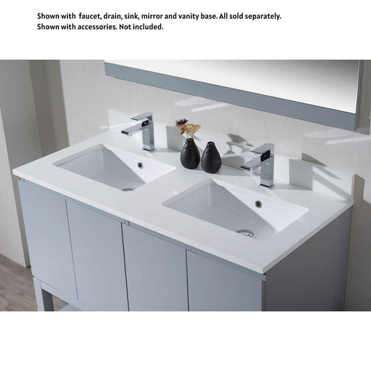 Blossom Monaco 49" x 22" White Quartz Vanity Top With Double Sink Hole and Backsplash