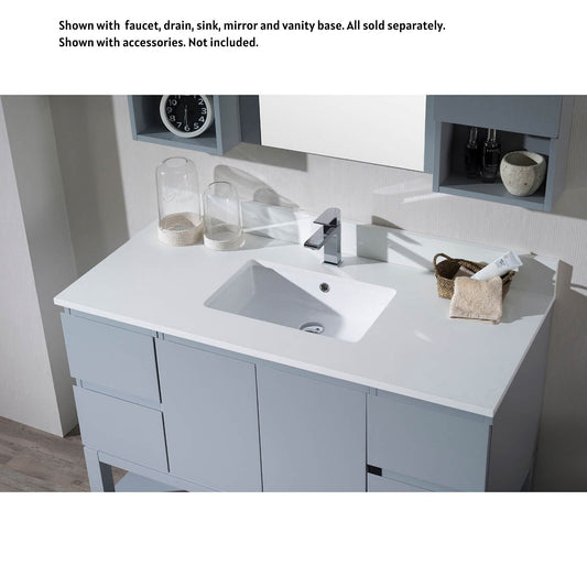 Blossom Monaco 55" x 22" White Quartz Vanity Top With Single Sink Hole and Backsplash