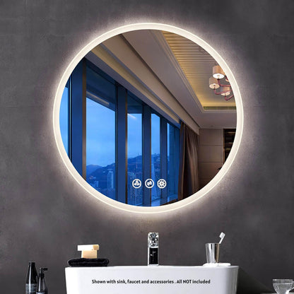 Blossom Orion 24" Wall-Mounted Round LED Mirror With Frosted Sides