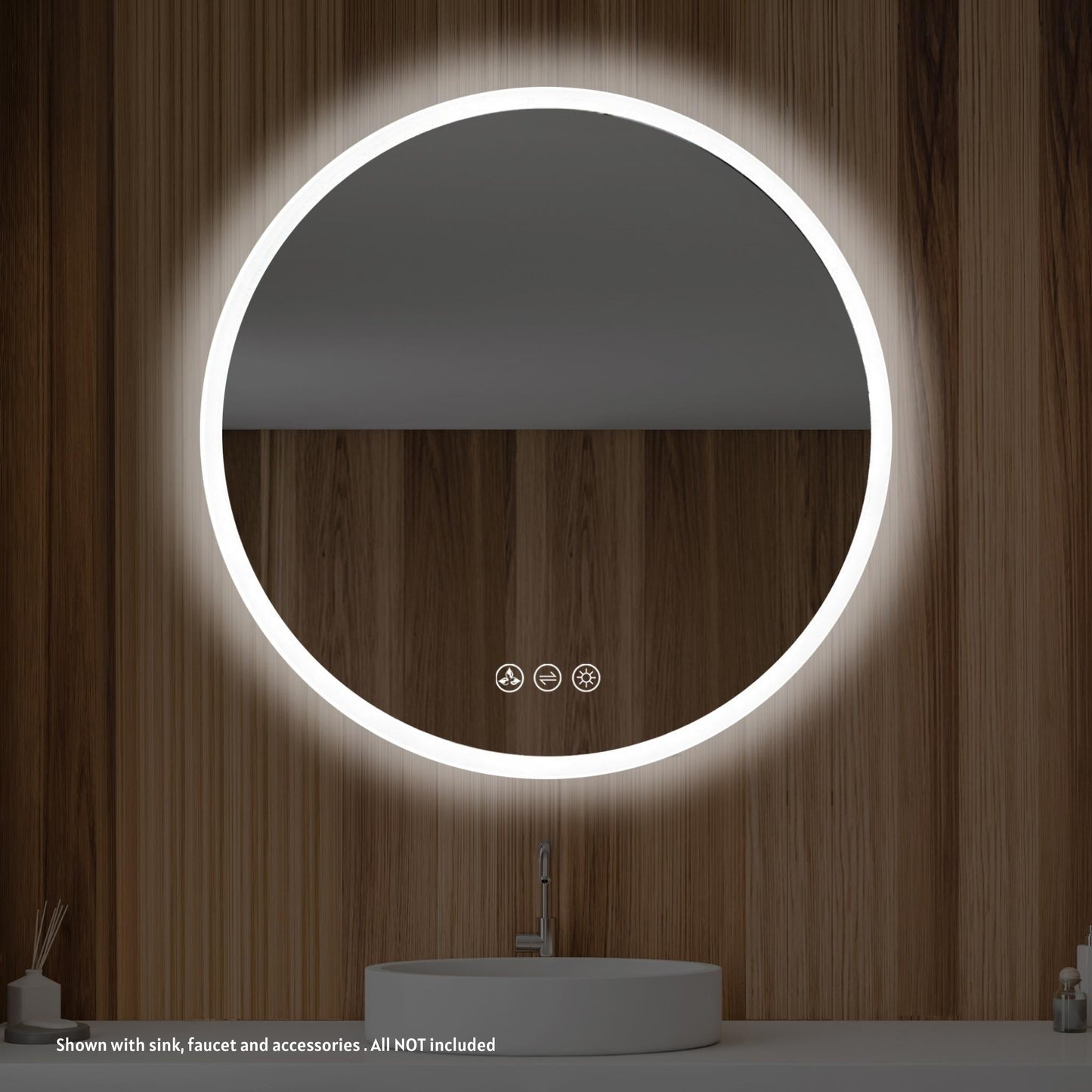 Blossom Orion 32" Wall-Mounted Round LED Mirror With Frosted Sides