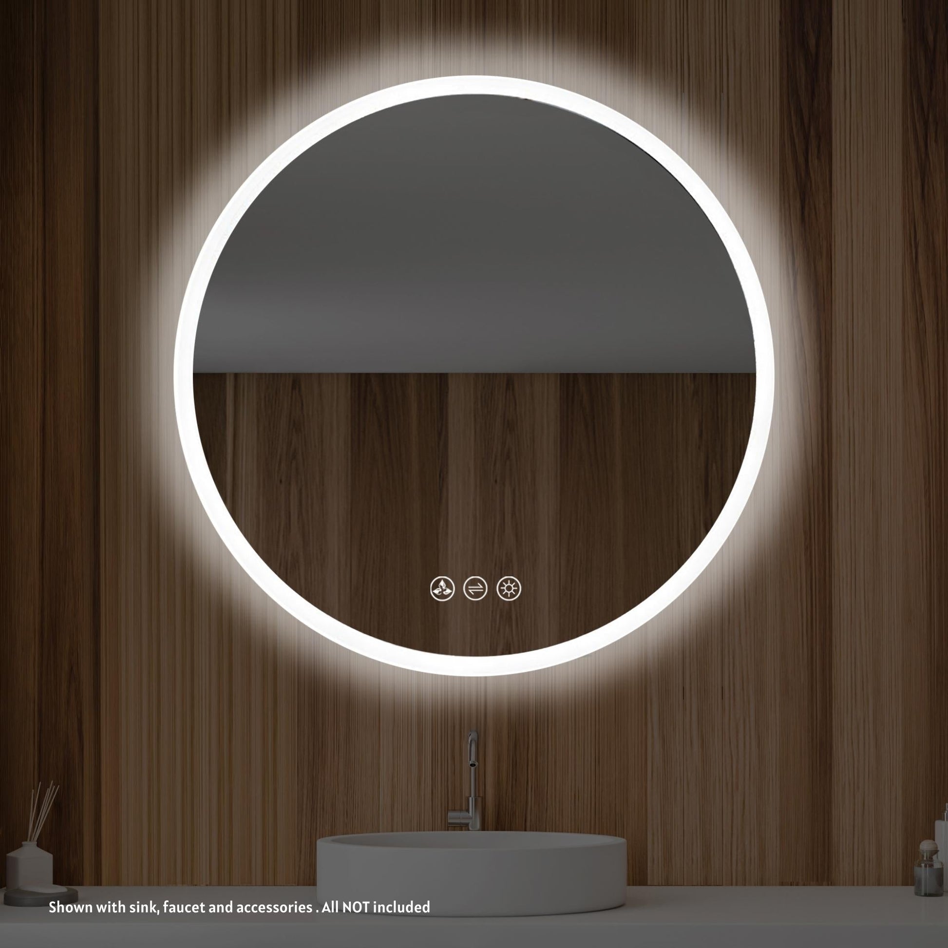Blossom Orion 32" Wall-Mounted Round LED Mirror With Frosted Sides