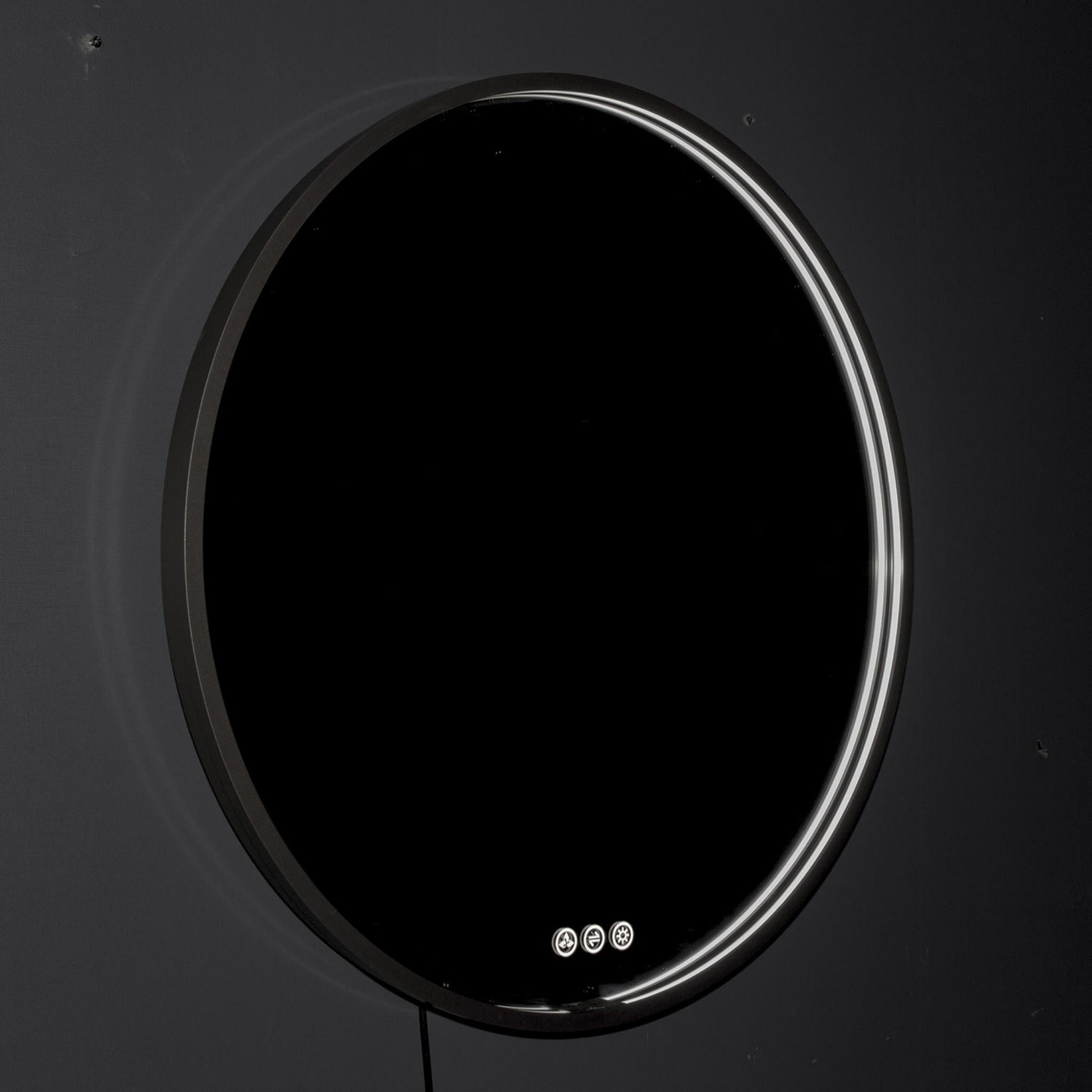 Blossom Oskar 36" Matte Black Wall-Mounted Framed Round LED Mirror