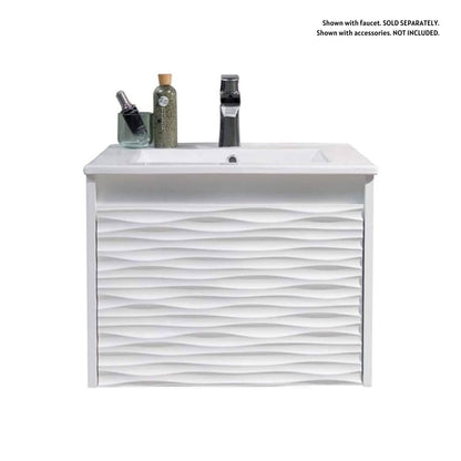 Blossom Paris 24" 1-Drawer Glossy White Wall-Mounted Vanity Base