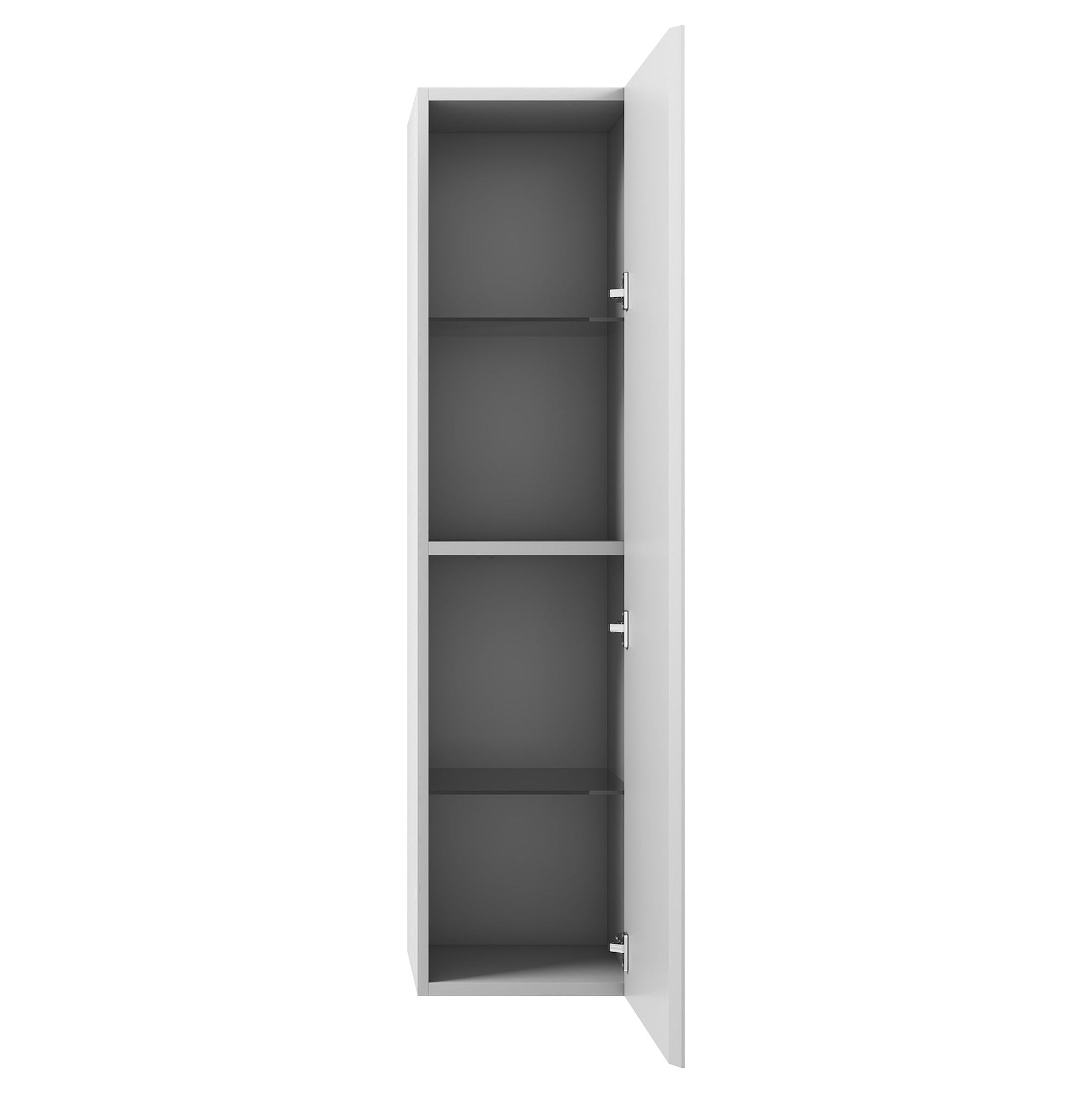 Blossom Positano 12" x 10" x 48" 1-Door Light Gray Wall-Mounted Side Cabinet With 1 Fixed Wood Shelve and 2 Adjustable Glass Shelves