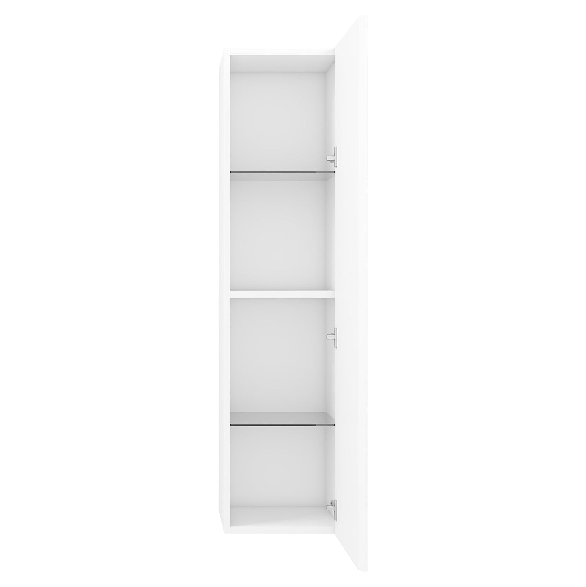 Blossom Positano 12" x 10" x 48" 1-Door Matte White Wall-Mounted Side Cabinet With 1 Fixed Wood Shelve and 2 Adjustable Glass Shelves