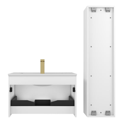 Blossom Positano 30" 1-Drawer Matte White Wall-Mounted Single Vanity Base