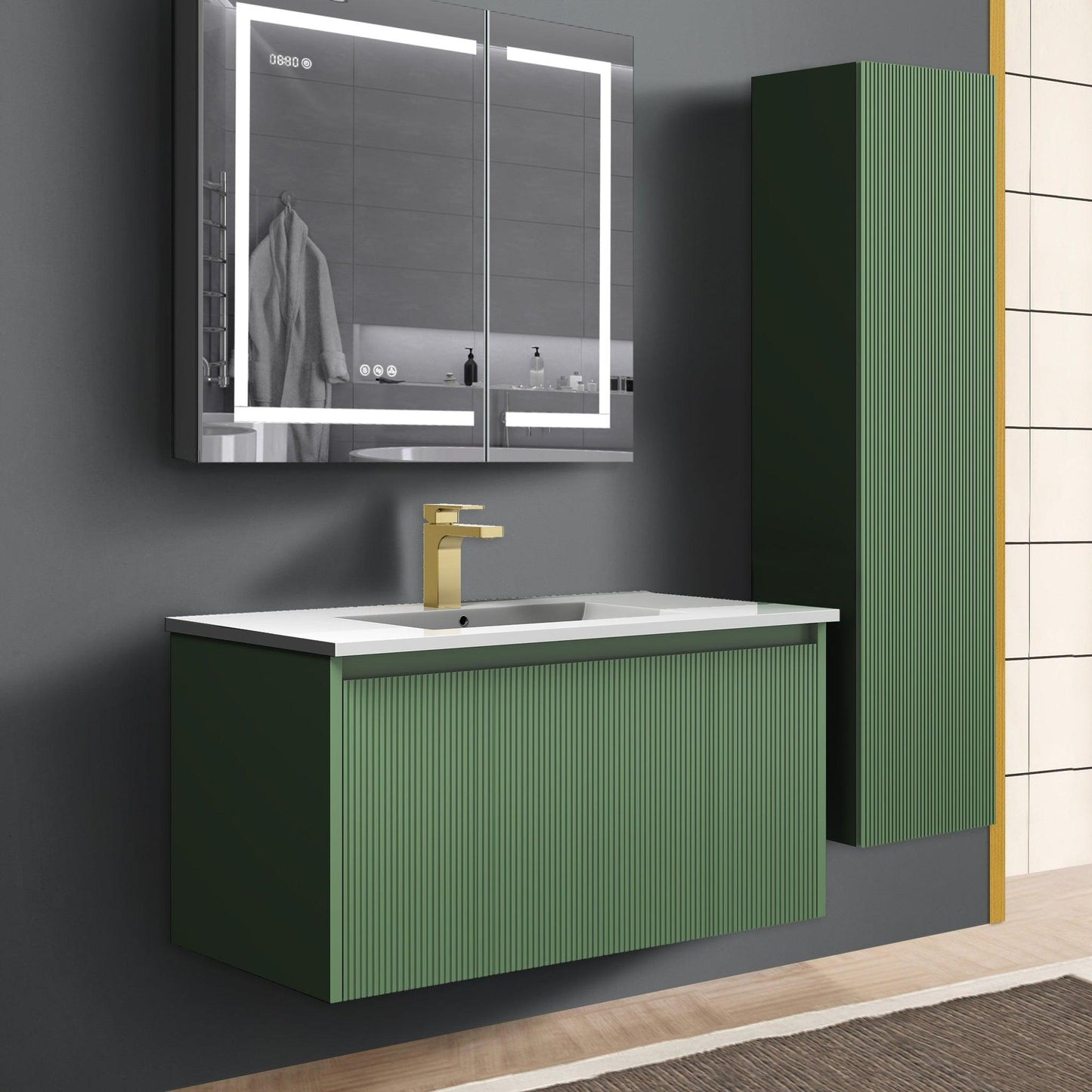 Blossom Positano 36" 1-Drawer Aventurine Green Wall-Mounted Single Vanity Base