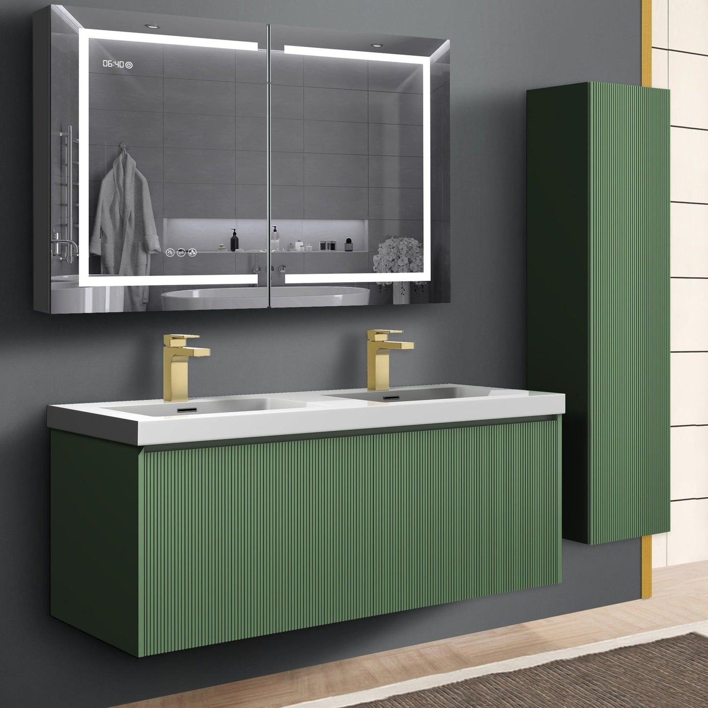 Blossom Positano 48" 1-Drawer Aventurine Green Wall-Mounted Double Vanity Base