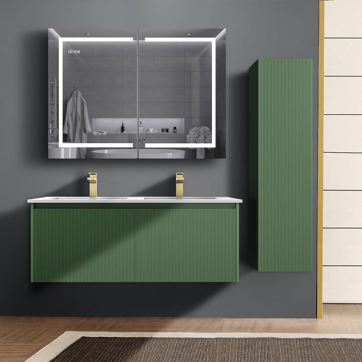 Blossom Positano 48" 1-Drawer Aventurine Green Wall-Mounted Double Vanity Base