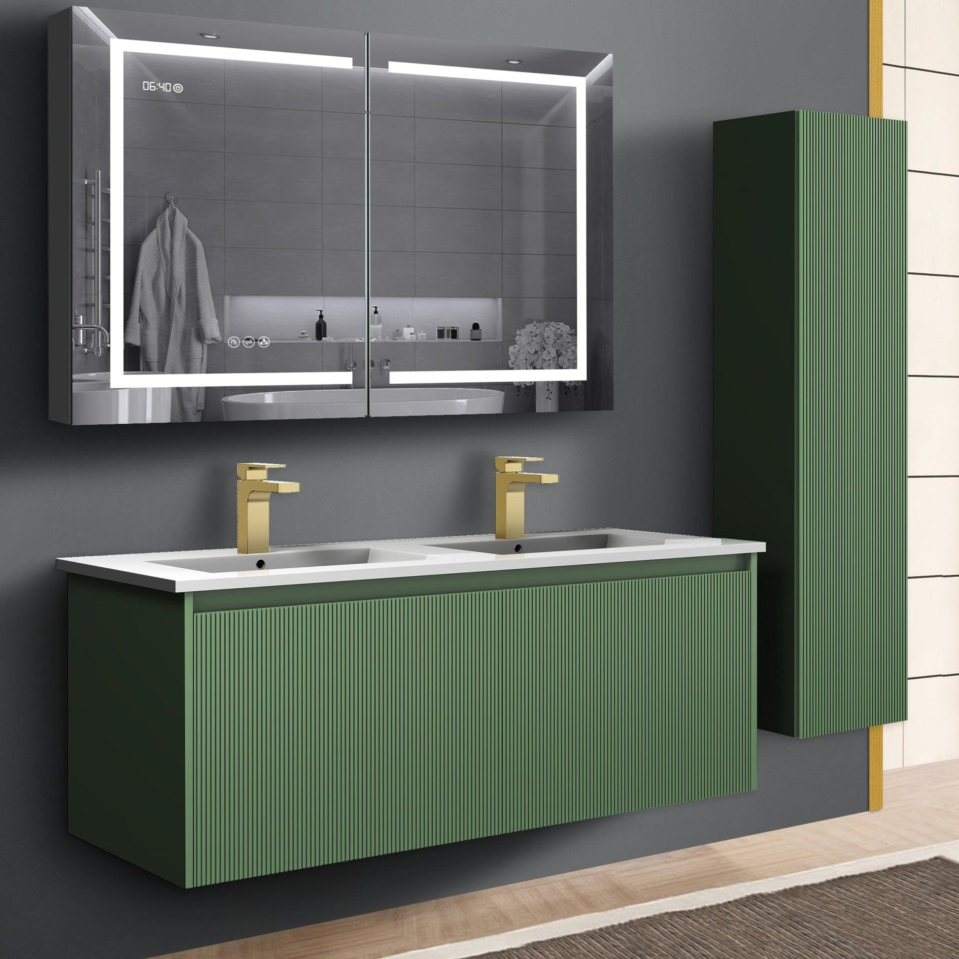 Blossom Positano 48" 1-Drawer Aventurine Green Wall-Mounted Double Vanity Base