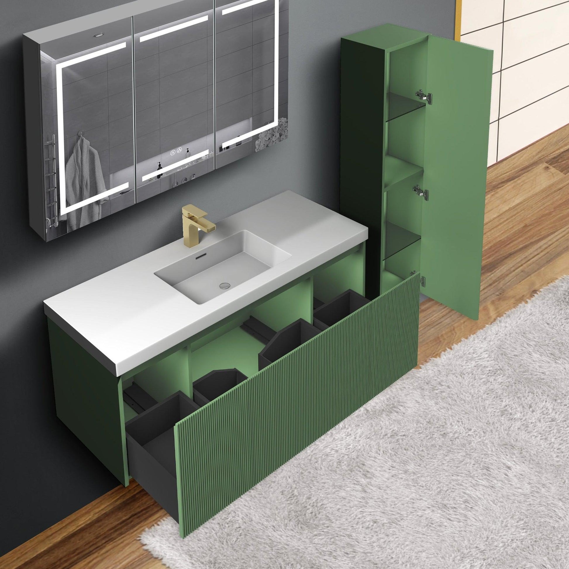 Blossom Positano 48" 1-Drawer Aventurine Green Wall-Mounted Single Vanity Base