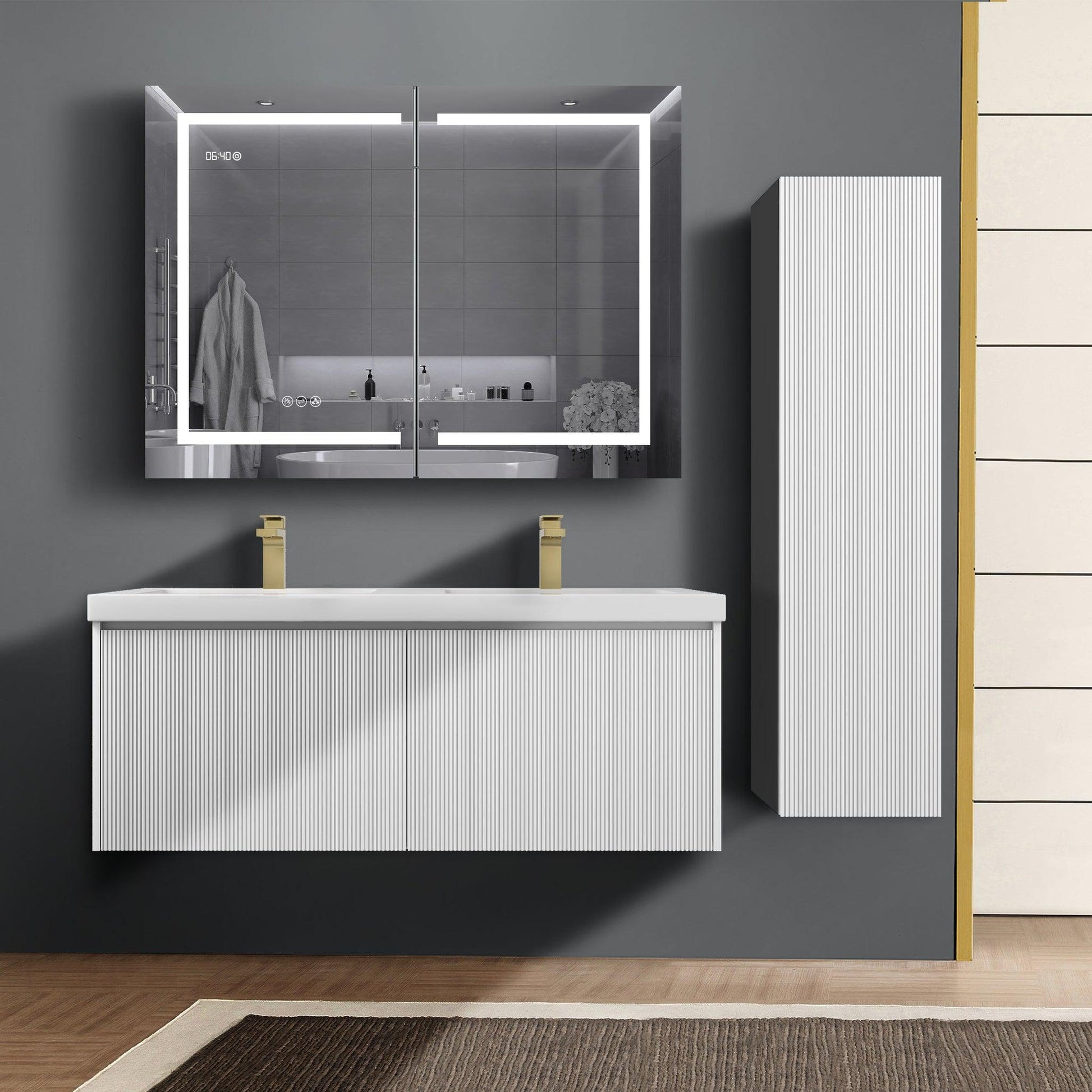 Blossom Positano 48" 1-Drawer Matte White Wall-Mounted Double Vanity Base