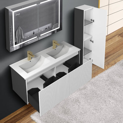 Blossom Positano 48" 1-Drawer Matte White Wall-Mounted Double Vanity Base