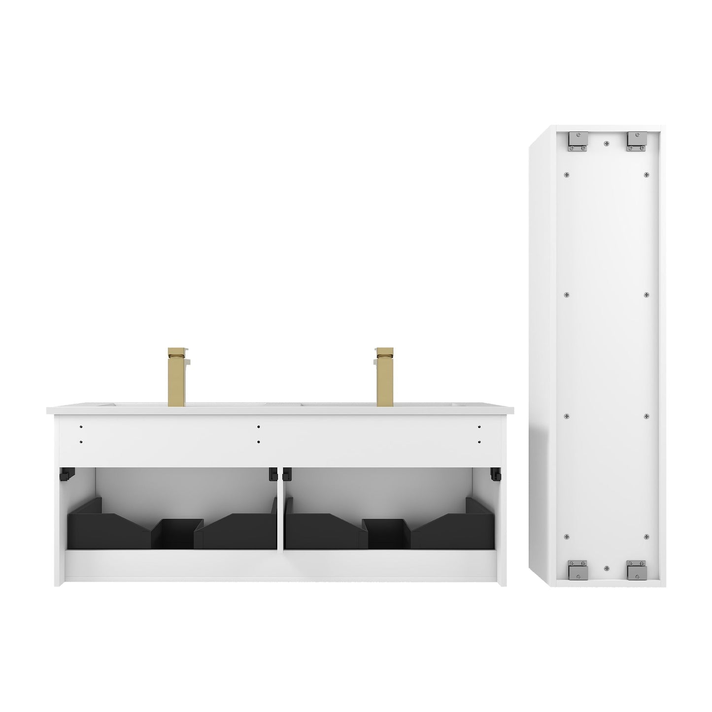 Blossom Positano 48" 1-Drawer Matte White Wall-Mounted Double Vanity Base