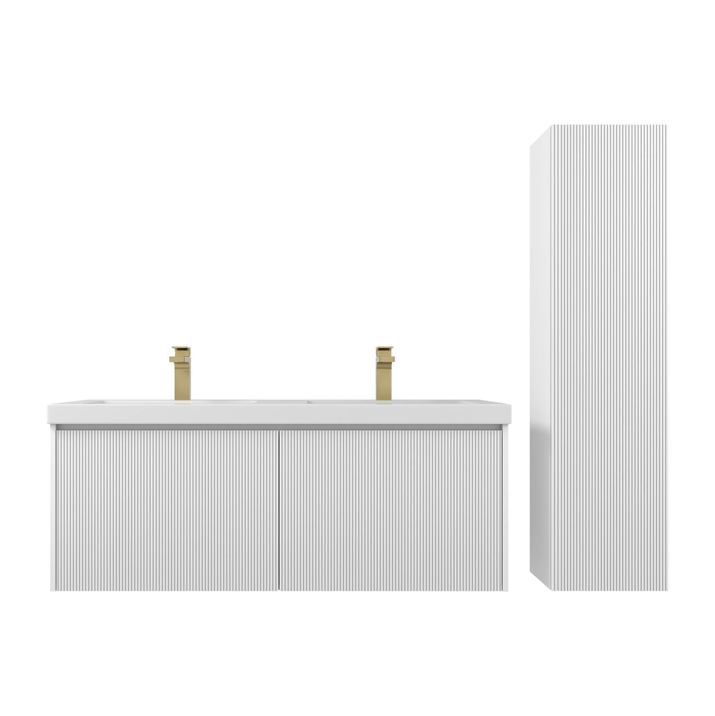 Blossom Positano 48" 1-Drawer Matte White Wall-Mounted Double Vanity Base