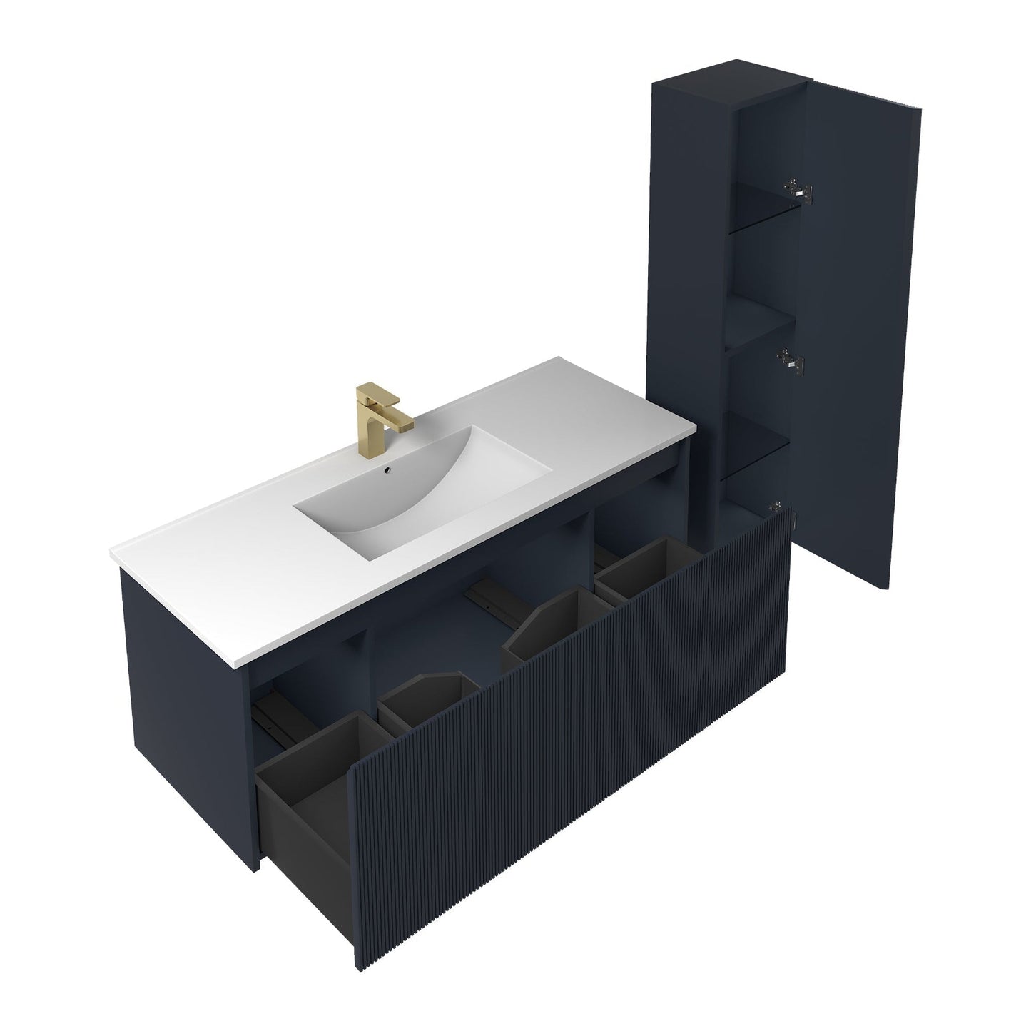 Blossom Positano 48" 1-Drawer Night Blue Wall-Mounted Single Vanity Base