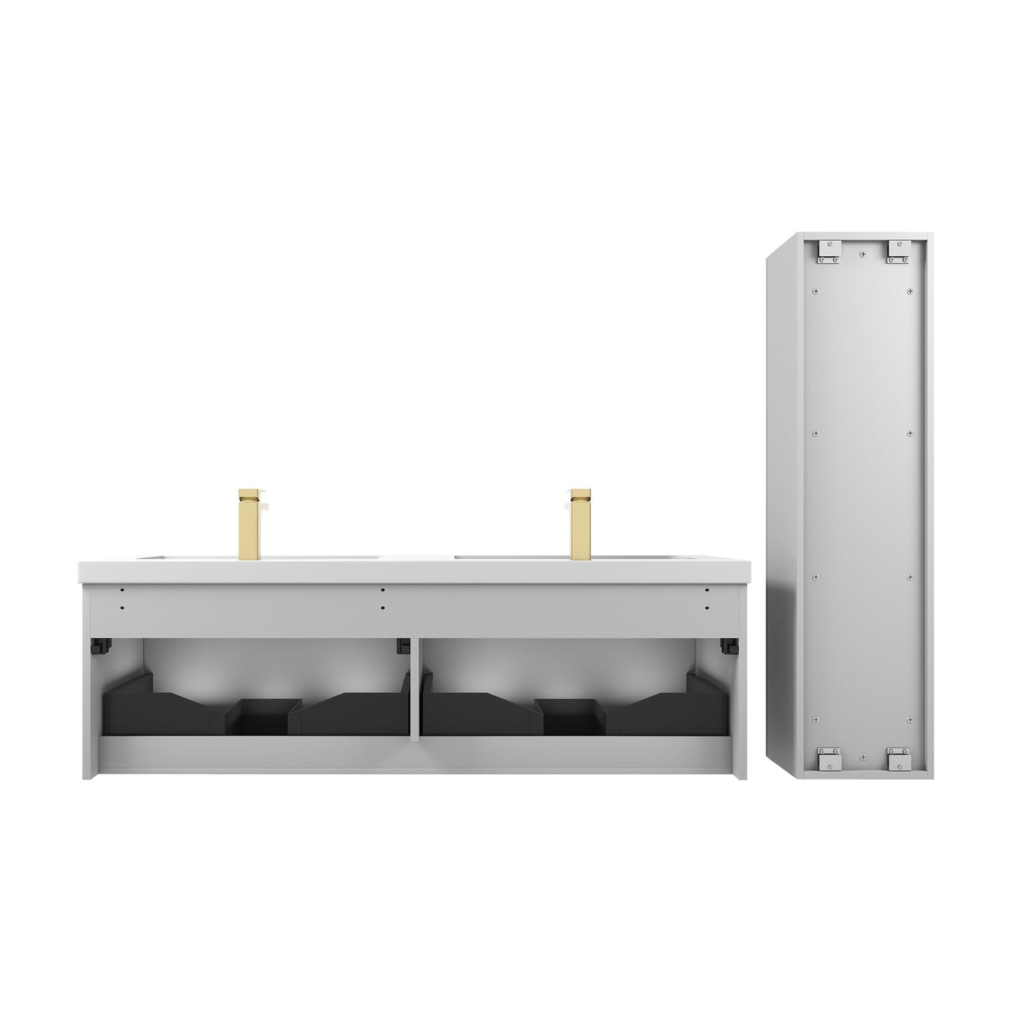 Blossom Positano 60" 1-Drawer Light Gray Wall-Mounted Double Vanity Base