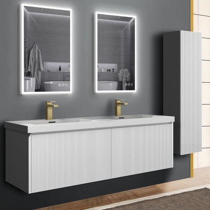 Blossom Positano 60" 1-Drawer Matte White Wall-Mounted Double Vanity Base