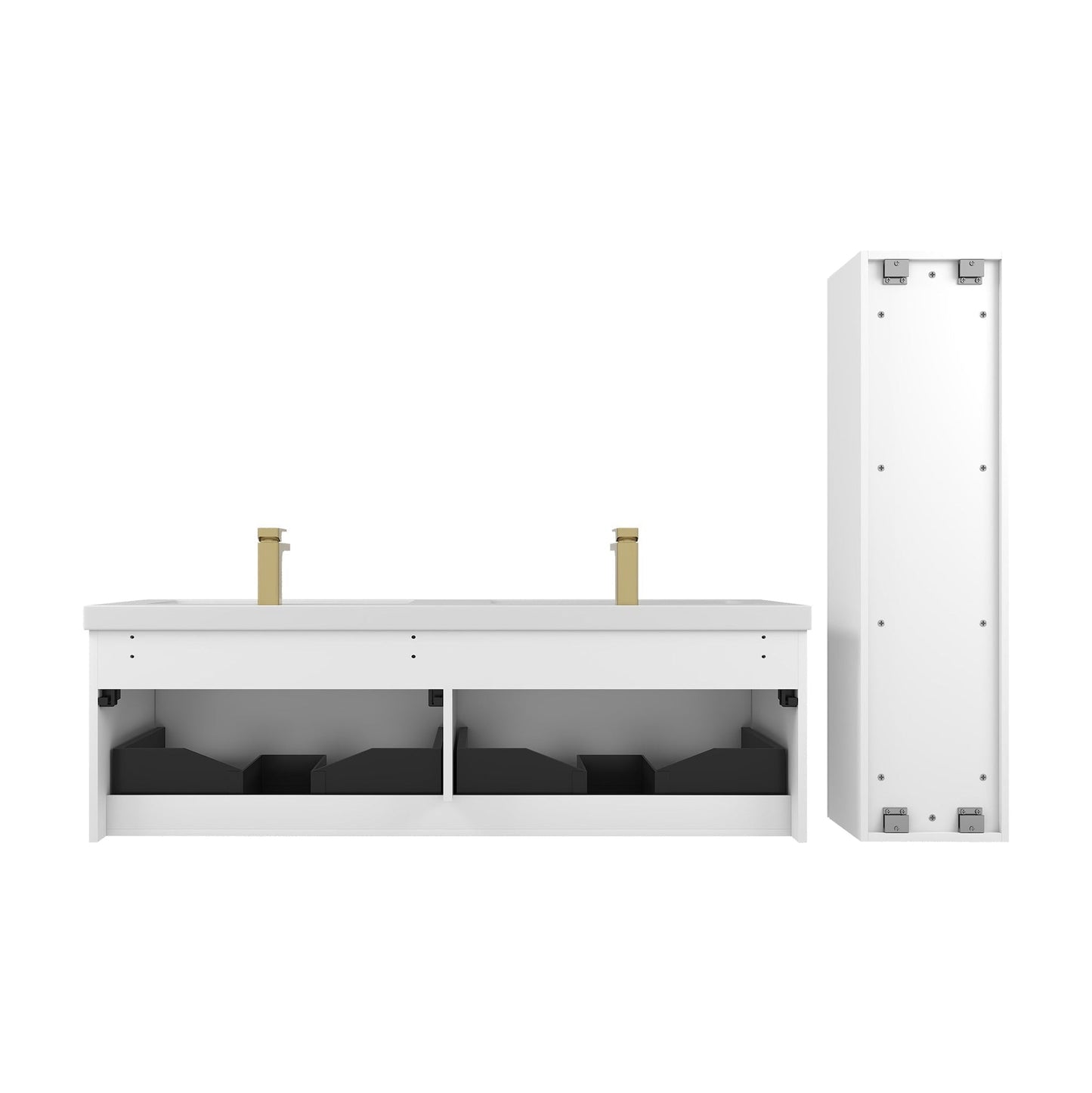 Blossom Positano 60" 1-Drawer Matte White Wall-Mounted Double Vanity Base